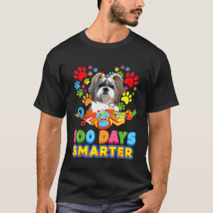Camiseta 100 Dias Mais Inteligente Shih Tzu Dog Paw Imprime