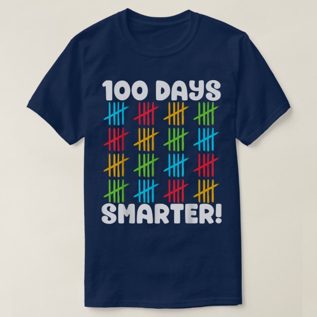 Camiseta 100 Dias Mais Inteligentes 100 Dias De Estudante E (Frente do Design)
