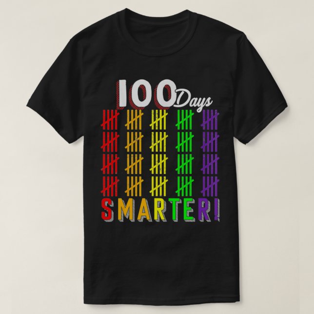 Camiseta 100 Dias Mais Inteligentes Contando Hash Marcas 10 (Frente do Design)