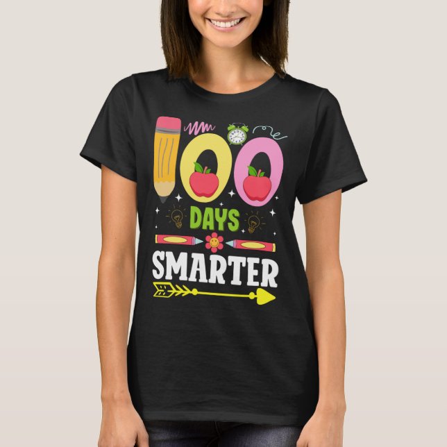 Camiseta 100 dias mais inteligentes em Professores ou Estud (Frente)