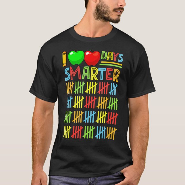 Camiseta 100 dias mais inteligentes em Professores ou Estud (Frente)