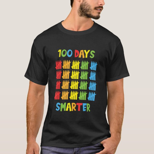 Camiseta 100 Dias Mais Inteligentes Feliz 100.º Dia Da Esco (Frente)