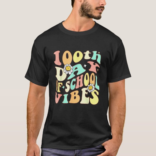 Camiseta 100 Dias Mais Inteligentes Feliz 100.º Dia De Prof (Frente)