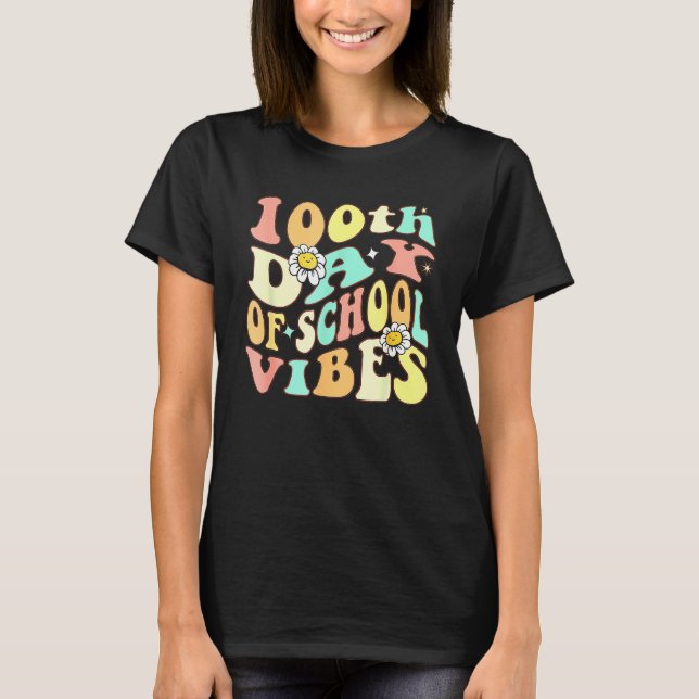 Camiseta 100 Dias Mais Inteligentes Feliz 100.º Dia De Prof (Frente)
