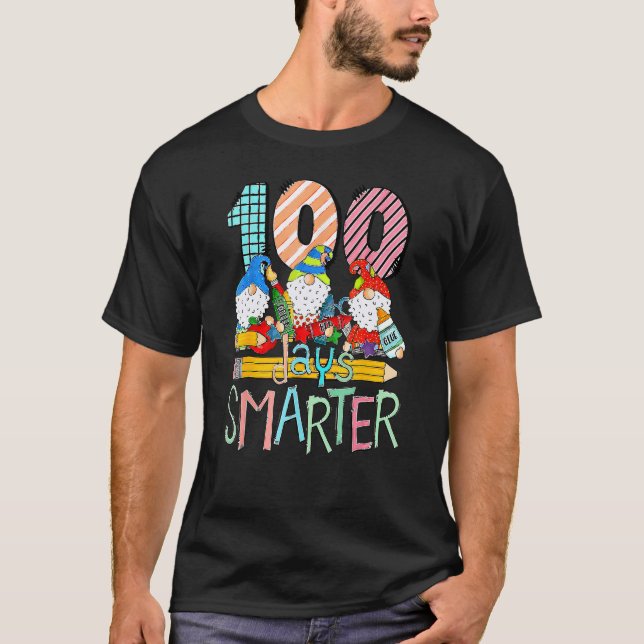 Camiseta 100 Dias Mais Inteligentes Gnomo 100.º Dia Da Esco (Frente)