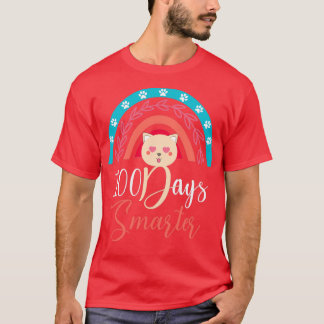 Camiseta 100 Dias Mais Inteligentes O Gato Passa Engraçado 