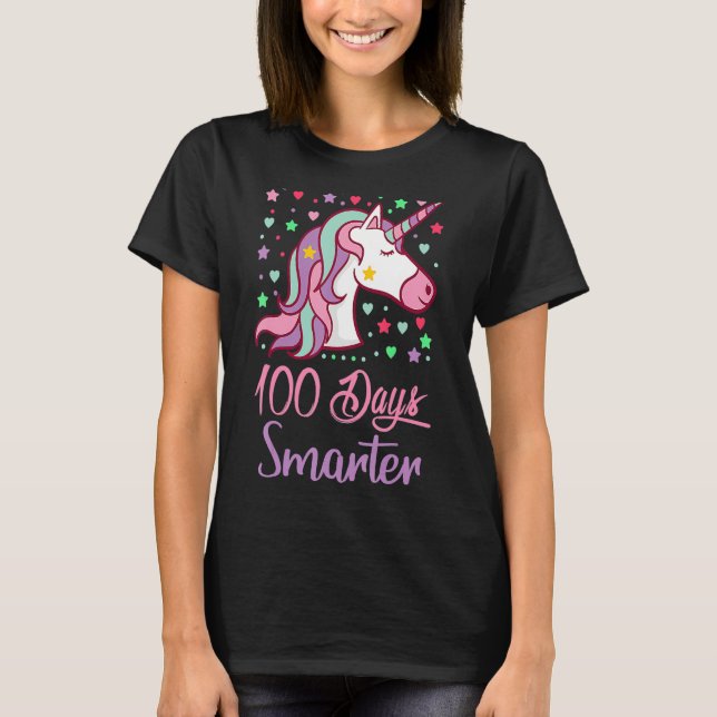 Camiseta 100 Dias Meninas Mais Inteligentes Unicórnio 100º  (Frente)