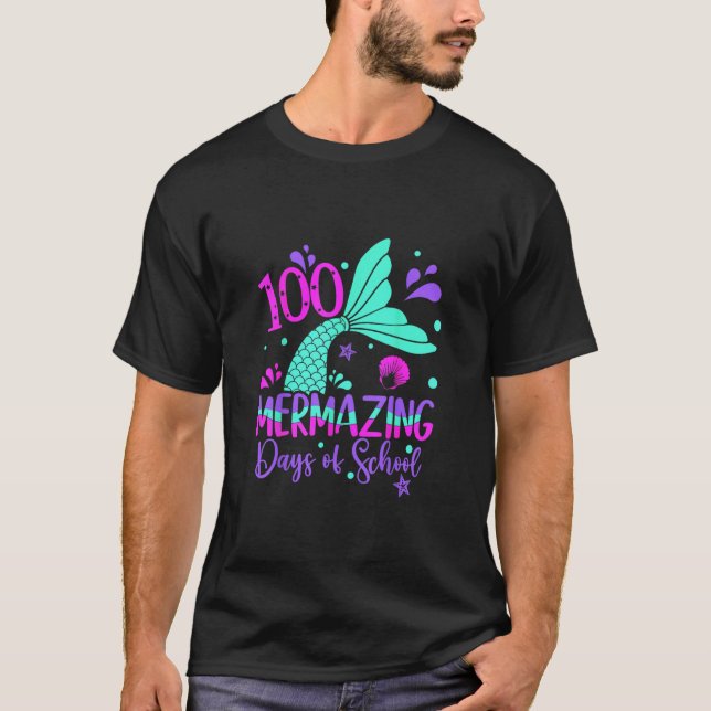 Camiseta 100 Dias Mermaids 100º Dia de Coração Escolar (Frente)