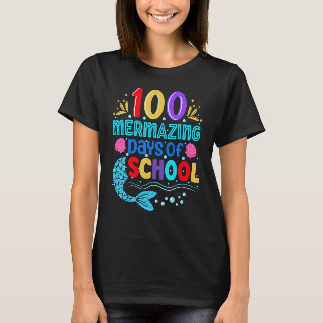 Camiseta 100 Dias Mermazing De Escola Caudas De Sereia Meni (Frente)