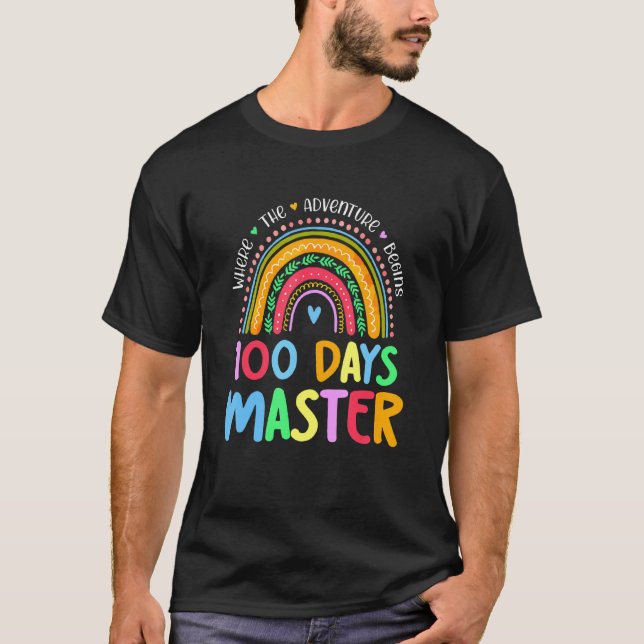 Camiseta 100 Dias Mestre Arco-Íris 100º Dia de Adultos Esco (Frente)