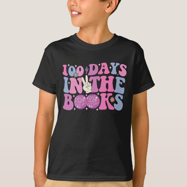 Camiseta 100 Dias Nos Livros Disco Ball Groovy Retro (Frente)