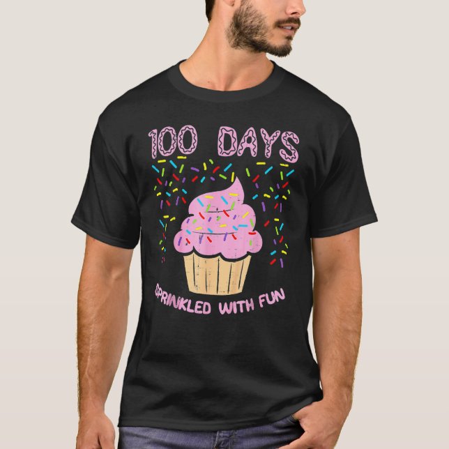 Camiseta 100 Dias Polvilhados Com Diversão Cupcake 100º Dia (Frente)