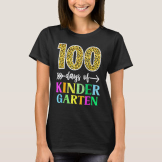 Camiseta 100 Dias Professor Escola Jardim de Infância Leopa