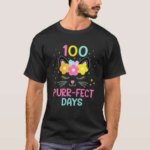 Camiseta 100 Dias Purr-Fect Gato 100º Dia Da Escola