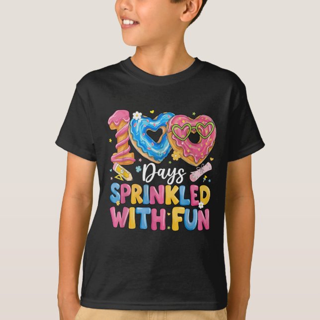 Camiseta 100 Dias Salpicados Com Donut Fofo Divertido (Frente)