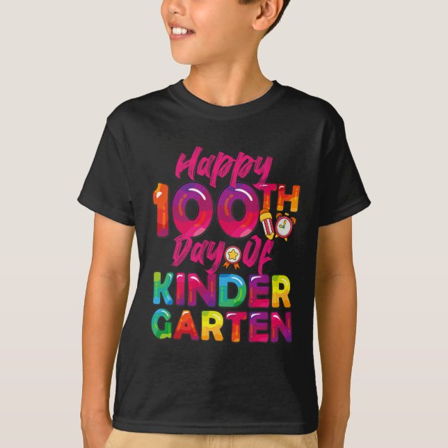 Camiseta 100 Dias Todos Os Estudantes Felizes 100º Dia Do K (Frente)
