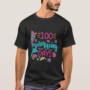 Camiseta 100 Dias Úteis De Mermaid Na Escola Chá De Garota