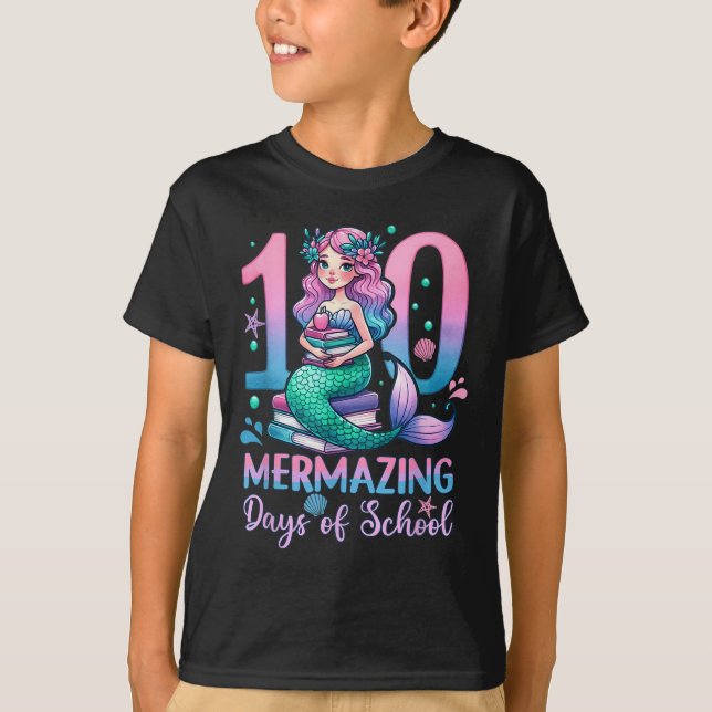 Camiseta 100 Dias Úteis De Sereia Escolar 100º Dia De (Frente)