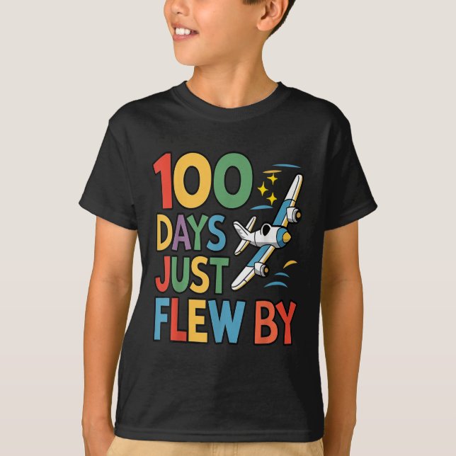 Camiseta 100 Dias Voados Por Avião 100 Dias De (Frente)