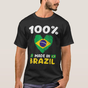 Camiseta 100% Feitos No Brasil Engraçados Dizendo Brasilei