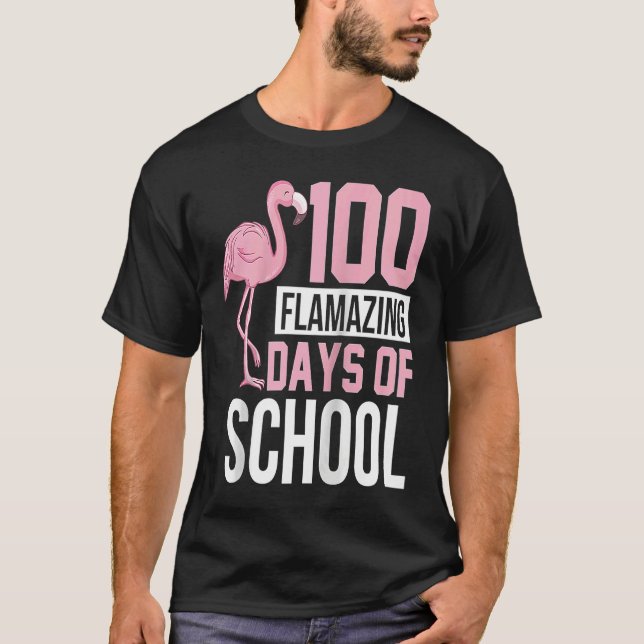 Camiseta 100 Flamazing Days of School Flamingo 100th Day Te (Frente)