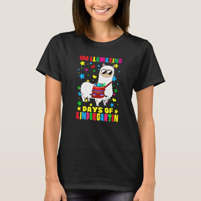 Camiseta 100 Llamazing Days Of Kindergarten 100th Day Of Sc (Frente)