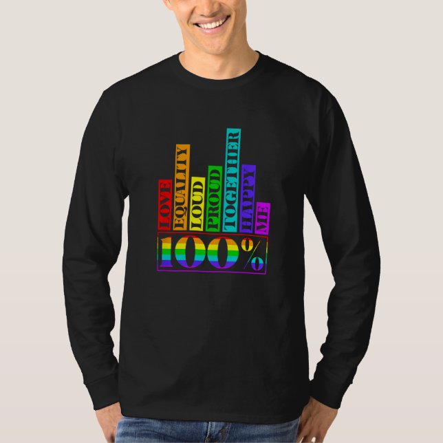 Camiseta 100 Love Equality Retro Rainbow LGBT LGBTQ Pride M (Frente)