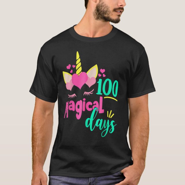 Camiseta 100 Magical Days 100th Day Of School Girl Unicorn  (Frente)