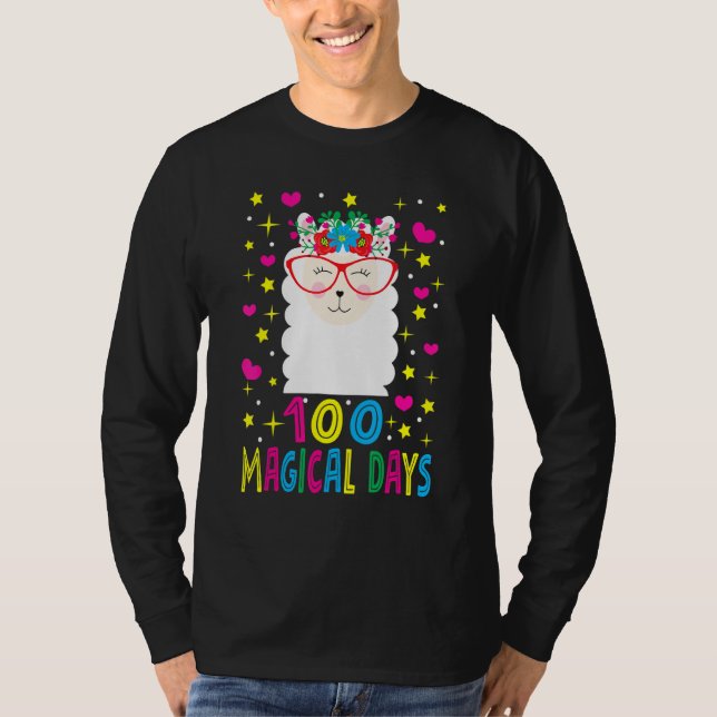 Camiseta 100 Magical Days   Llama Girl Happy 100th Day Of S (Frente)