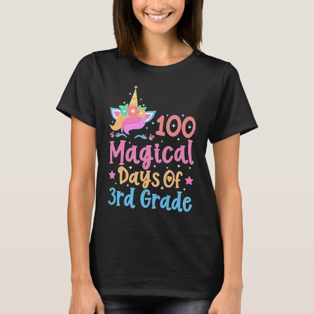 Camiseta 100 Magical Days of 3rd Grade School Unicorn Teach (Frente)