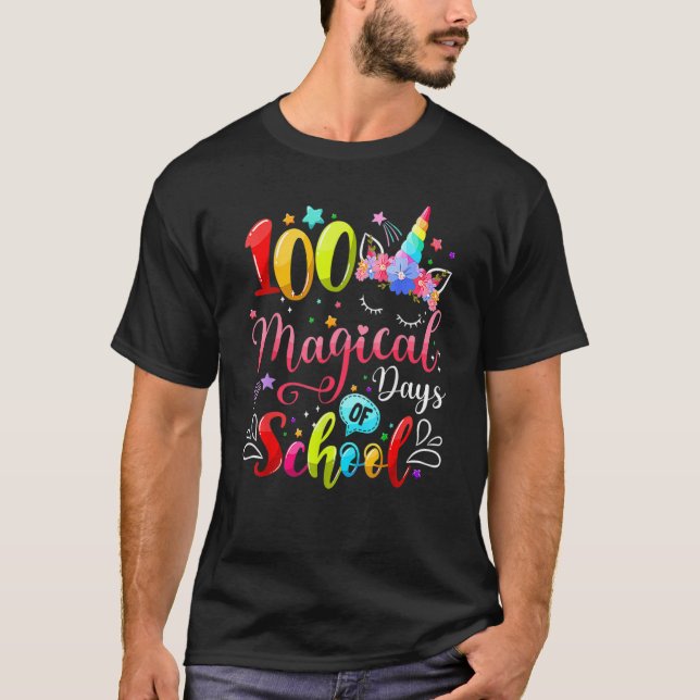 Camiseta 100 Magical Days Of School Unicorn Lover Shirt Tea (Frente)