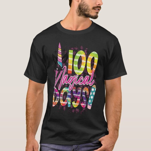 Camiseta 100 magical days of school unicorn student teacher (Frente)