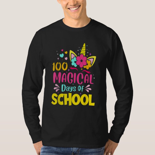 Camiseta 100 Magical Days of School Unicorn  Teacher Studen (Frente)