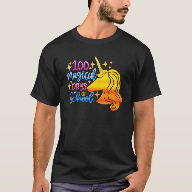 Camiseta 100 Magical Days School Unicorn Girl Teacher (Frente)
