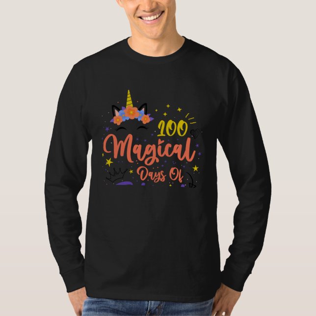 Camiseta 100 Magical Days Unicorn 100th Day Of School Girl  (Frente)