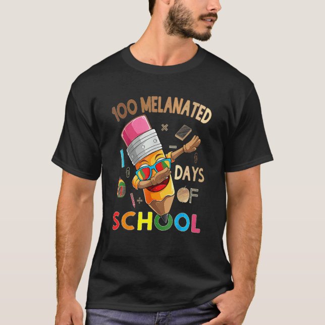 Camiseta 100 Melanated Days Of School African American Dabb (Frente)