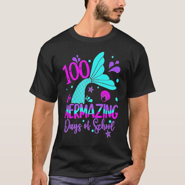 Camiseta 100 Mermazing Days Of School Cute Mermaid 100th Da (Frente)