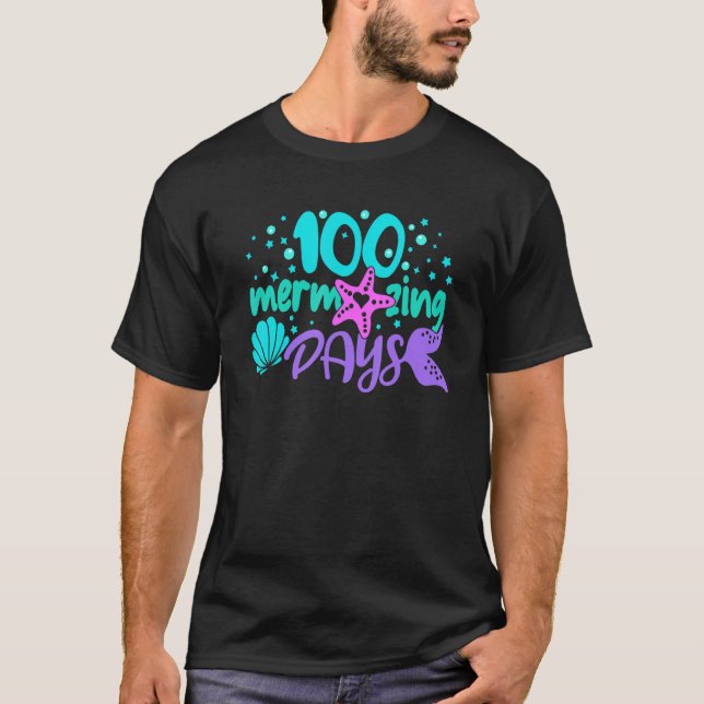 Camiseta 100 Mermazing Days Of School Mermaid Tails Girl Te (Frente)