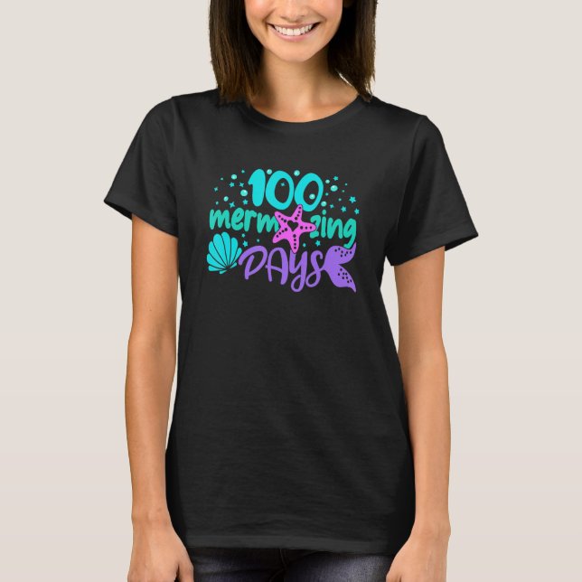 Camiseta 100 Mermazing Days Of School Mermaid Tails Girl Te (Frente)