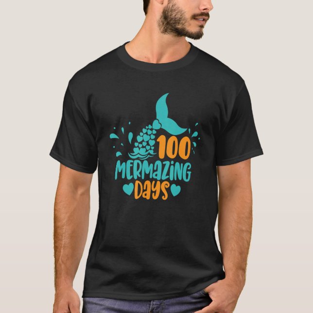 Camiseta 100 Mermazing Days Of School Mermaid Tails Girl Te (Frente)