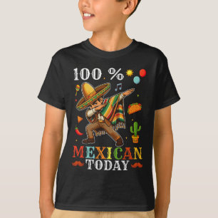 Camiseta 100% Mexicano Hoje Criança Cinco De Mayo Dab Mexic