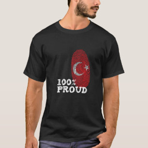 Camiseta 100 Orgulhosa bandeira de impressão digital turca