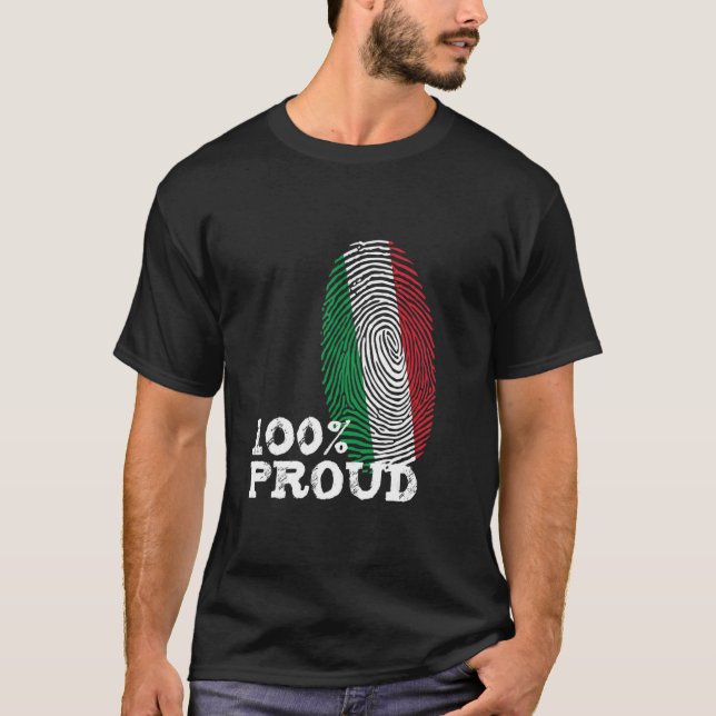 Camiseta 100 Orgulhosa bandeira italiana de impressão digit (Frente)