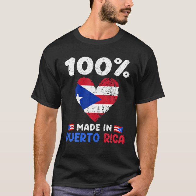Camiseta 100 Por Cento Feitos Em Porto Rico Engraçado Dizen (Frente)