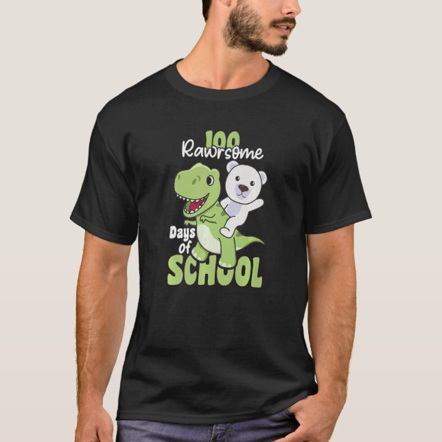 Camiseta 100 Rawrsome Days Of School Polar Bear Trex 100 Da (Frente)