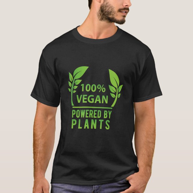 Camiseta 100 Vegan Powered By Plants Vegan Vegetarianism Ve (Frente)