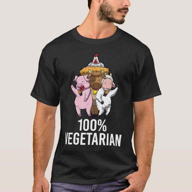 Camiseta 100 Vegetariana Veggie AF Vegan Declaração das Mul (Frente)