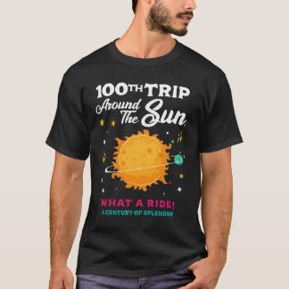 Camiseta 100 Viagens ao Redor do Sol 100 Anos de Aniversári