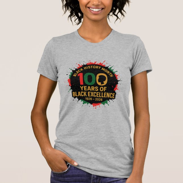 Camiseta 100 Years of Black Excellence – Black Pride (Frente)