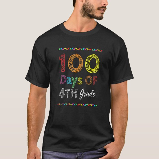 Camiseta 100th Day Kids Gift 100 Days Of 4th Grade 100 Days (Frente)